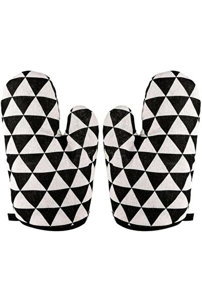 O Ozone قفازات فرن قطنية، قفازات طهي مقاومة للحرارة لحمل الأواني | نقش أسود