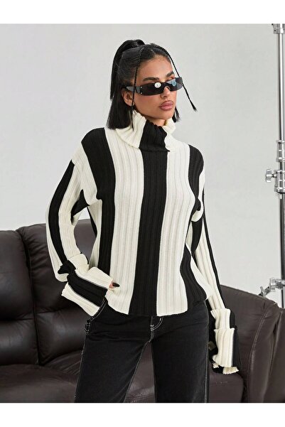 hidafashion Black White Full Fisherman Sweatshirt