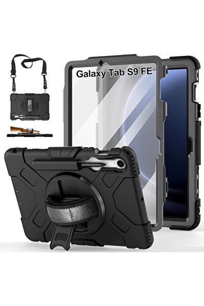 OEM Husă rezistentă la șocuri pentru Samsung Galaxy Tab S9 FE 11.9 2023, grad militar, 3 straturi, neagră