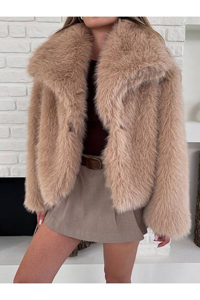 ZF BUTİK Women's Premium Collared Imported Faux Fur