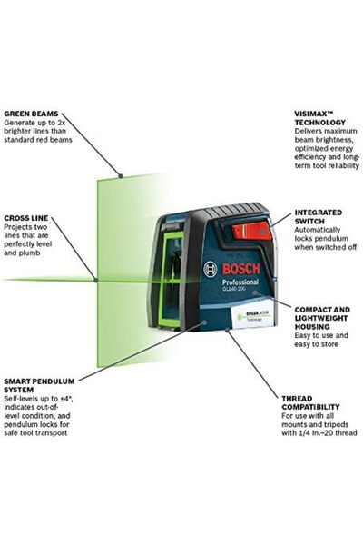 Bosch GLL40-20G 40 foot Self Leveling Green Beam VisiMax Cross Line Laser