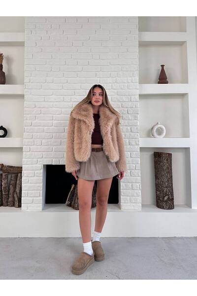 ZF BUTİK Women's Premium Collared Imported Faux Fur