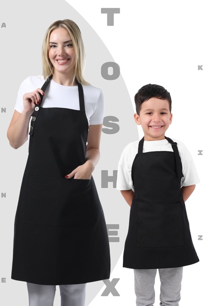 TOSHEX Yetişkin Çocuk Mutfak Önlüğü Su Geçirmez Şef Önlüğü 2 Geniş Cepli Bari...