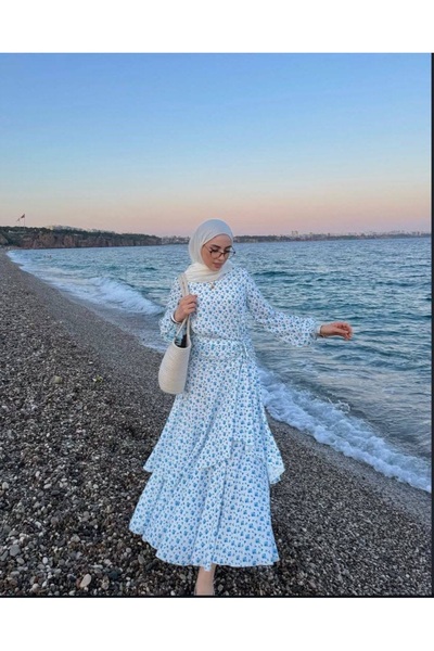 La MatildaLingerie فستان طويل من الشيفون بطبقة واحدة منقوشة بالزهور