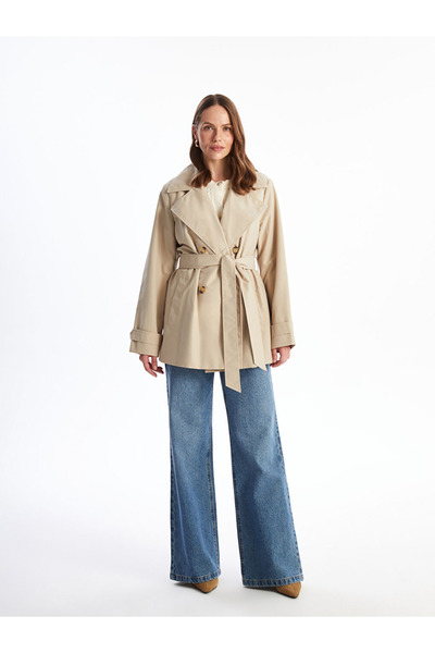 LC Waikiki Lcwaikiki Classic Beige Double Breasted Collar Women's Trench Coat