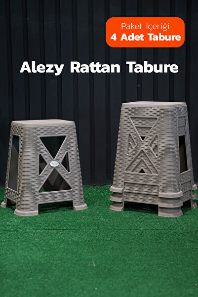 Alezy TB300 Rattan Tabure Büyük Boy 38x24cm 4 ADET