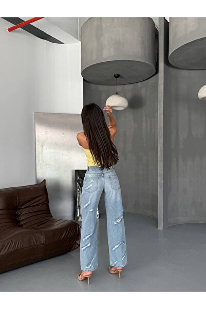DENİKK TREND ÖZEL TASASARIM WİDE LEG PALAZZO DENİM JEAN PANTLON