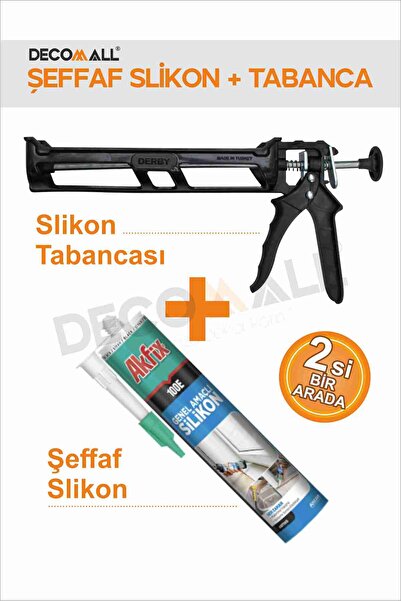 Genel Markalar SS Plastik Silikon Tabancası + Şeffaf Slikon 2 si Bir Arada Uy...