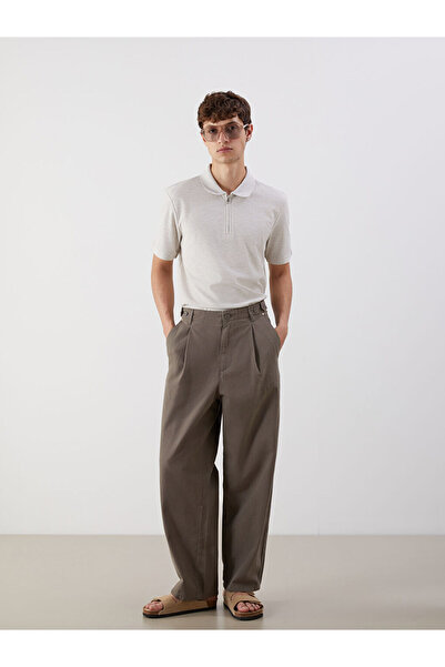 LC Waikiki RMZ GİYİM FARKIYA بنطلون رجالي مطوي من قماش الجبردين بقصة قياسية