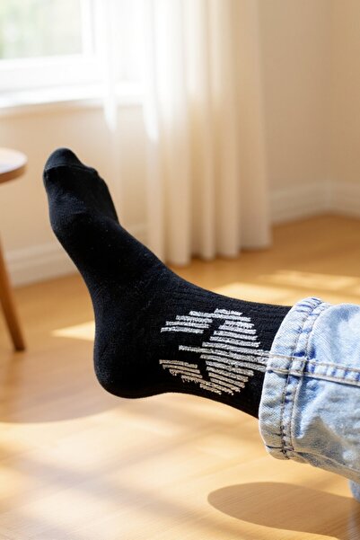 Hitit Socks Мъжки 4 чифта висококачествени колежански чорапи с кариран мотив, черни