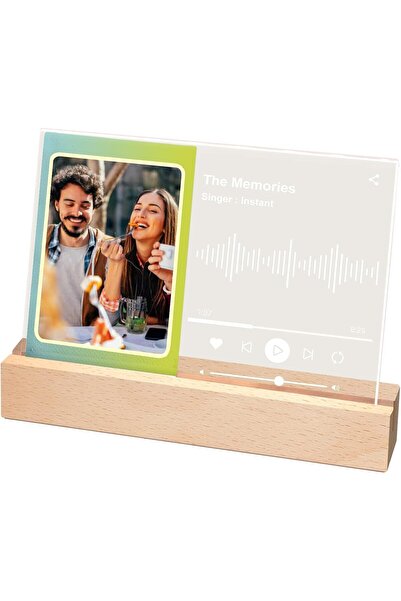 O Ozone إطار صورة خشبي أكريليك مقاس 3 بوصات مع مصباح LED على شكل مشغل موسيقى