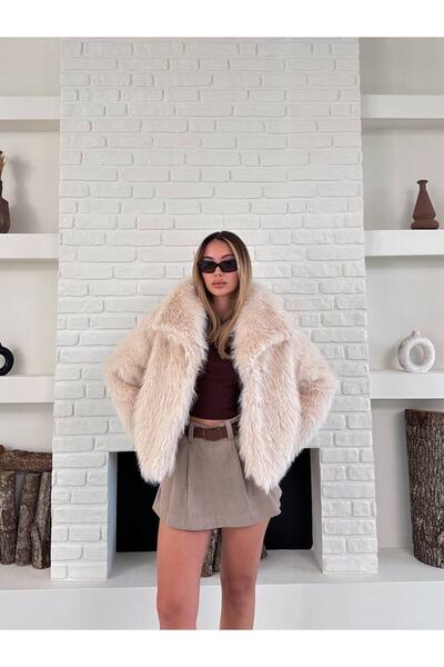 ZF BUTİK Women's Premium Collared Imported Faux Fur