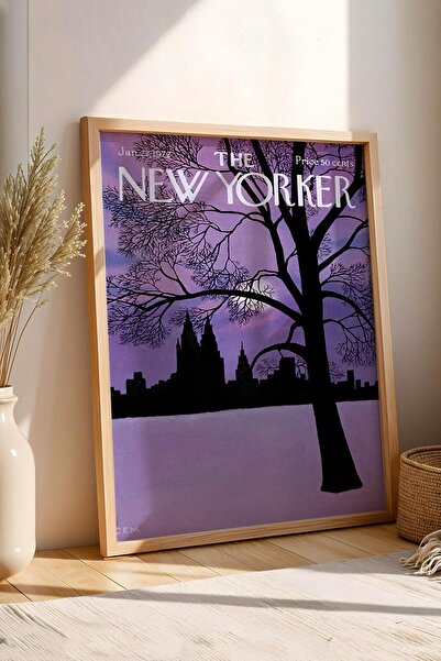 Saturn The New Yorker Framed Painting January 22 1972 - Winter Painting on New York Central Park