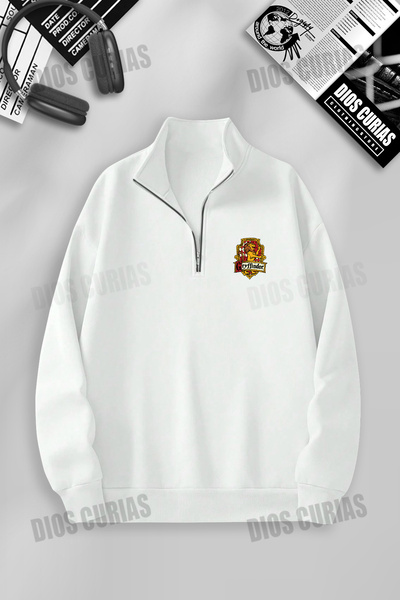 darkopia Unisex Kadın Erkek Gryffindor Baskılı Dik Yaka Yarım Fermuarlı Basic...
