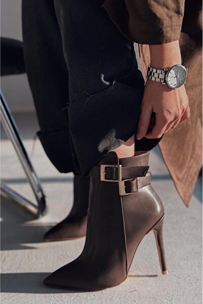 I Love Shoes Traxes Mat Deri Toka Detaylı Acı Kahve Kadın Bot