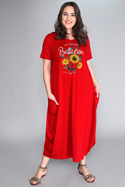 Curvy Trend Plus Size between Printed Jumbo Short Sleeve Dress