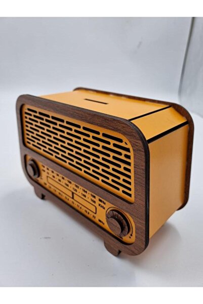 Fırsatkolik Pușculiță Radio Nostalgică din Lemn Nuc Portocaliu 18 Cm X 12 Cm X 8 Cm
