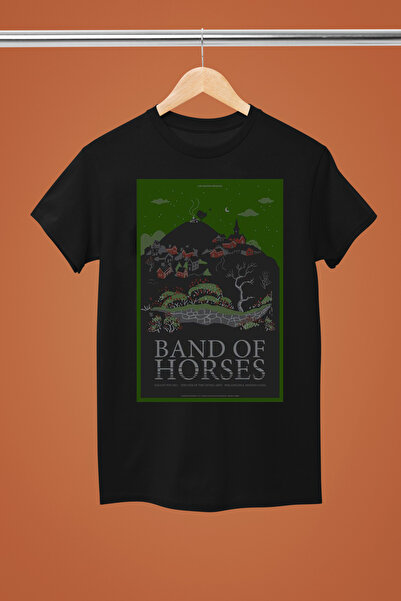 MAGORS تيشيرت روك من القطن المطبوع بأكمام قصيرة من BAND OF HORSES