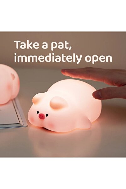 GGBEE Cute Pig LED Night light Silicone Rabbit Touch Sensor lamp Cute Animal Light Bedroom Decor Gift for