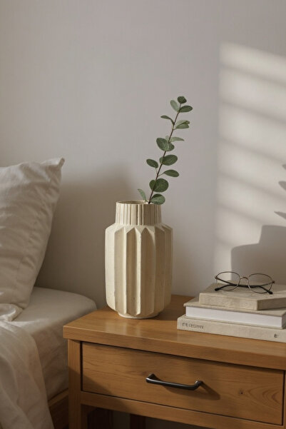 ardesta Χειροποίητο Διακοσμητικό Βάζο με Κεραμική Εμφάνιση 18 εκ. | Αξεσουάρ διακόσμησης σπιτιού και μονάδας τηλεόρασης, διακοσμητικό αντικείμενο