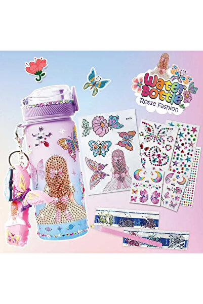 LUDIRO Παιδικό Μπουκάλι Νερού 600 Ml για Διακόσμηση με Διαμάντια και Αυτοκόλλ...