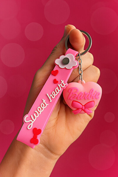Dia store Pink Barbie Heart Silicone Keychain Bag Accessory