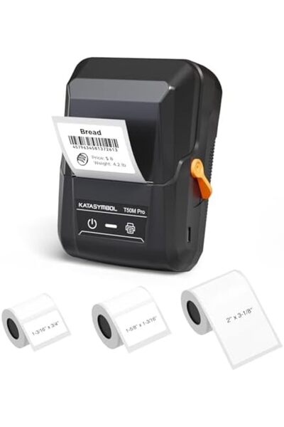 SUPVAN T50M Pro Self-Adhesive Label Printer with 3 Rolls of White Labels, Thermal Adhesive Label Printer, S