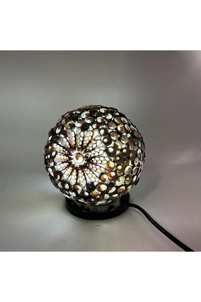 OEM Lampă Boho din Scoici - Glob Twist Ciocolată - 15cm