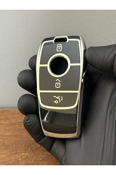 Mavi Keys Husă pentru telecomandă din silicon cu 3 butoane compatibilă cu Mercedes C, E, S, G Class AMG Smart Nano Black Silver