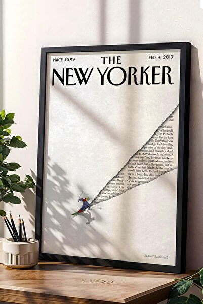 Saturn Pictură înrămată The New Yorker 4 februarie 2013 - Pictură de schi Pow...