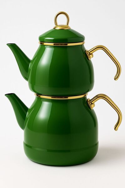 Bee's Knees Emaye Tea Pot Green Vintage