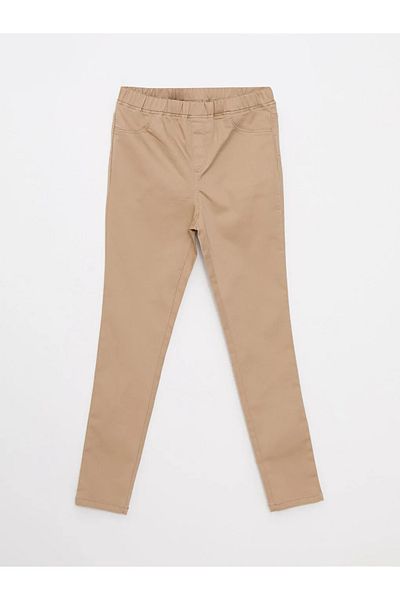 LC Waikiki Lcw Kidsbeige Elastic Waist Basic Gabardine Girl's Trousers