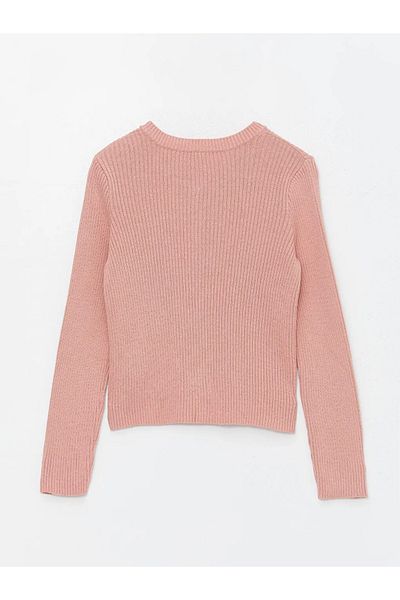 LC Waikiki Lcw Kidspink Crew Neck Long Sleeve Girl's Knitwear Cardigan