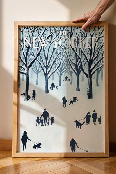 Saturn The New Yorker Framed Painting February 9 2015 - Winter Walk Painting
