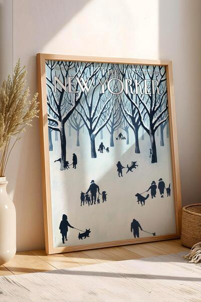 Saturn The New Yorker Framed Painting February 9 2015 - Winter Walk Painting