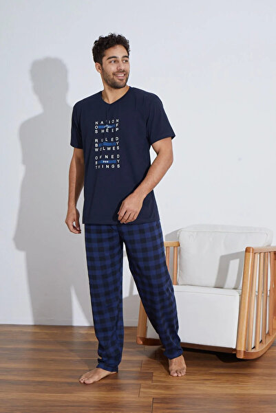 Ayans Pijama Nyári pamut fésült pamut (süprem) férfi pizsama szett