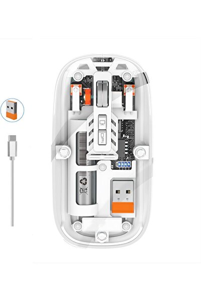 O Ozone ماوس لاسلكي بتقنية البلوتوث | ماوس مغناطيسي شفاف ثلاثي الأوضاع | أبيض