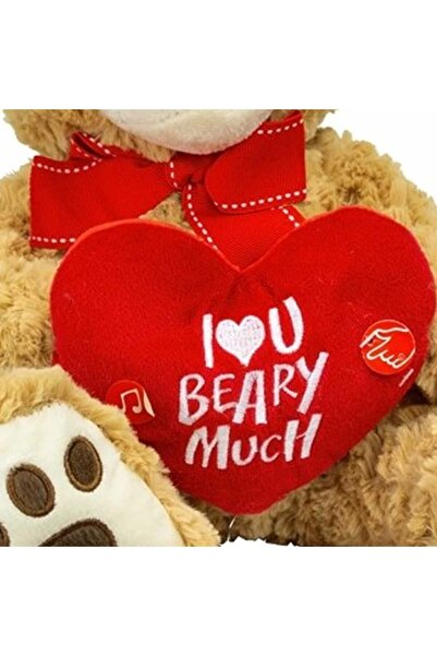 OEM Ursulet de plus cu Sunete, Inima, Mesaj romantic, Beary Much, Maro, Inaltime 30cm