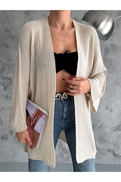 Modelmaster Kadın Yarasa Kol Pirinç Örgü Baharlık Hırka