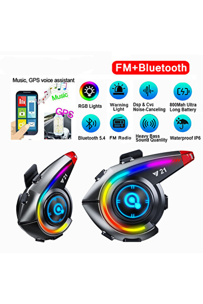 İMEXTECH Y21 Rgb Işık Efektli Intercom Bluetooth Motosiklet Kask Kulaklığı Intercom Kulaklık