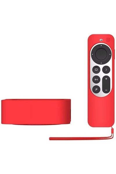 O Ozone 1 Set Silicone Case + Remote Cover for 2022 Apple TV 4K Wi-Fi TV Box Remote Cover- Red