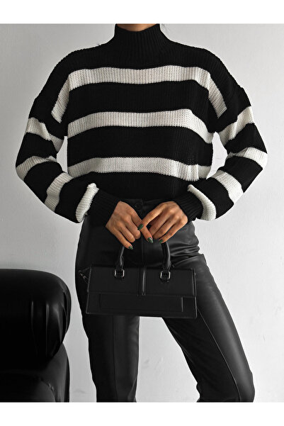 Modelmaster Women's Turtleneck Striped Sweater