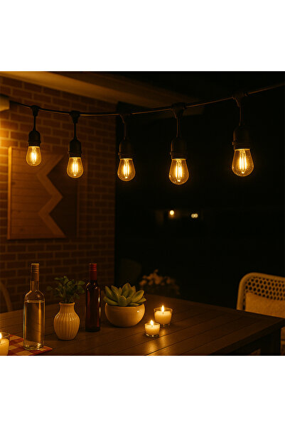 nelerbulurum YÜKSEK KALİTELİ 5'Lİ E27 DUY SIRALI 5 METRE LAMBA DIŞ VE İÇ MEKA...