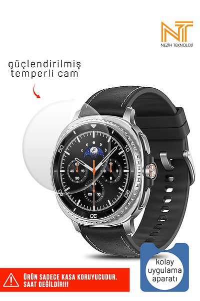 Nezih Case Samsung Galaxy Watch 8 Classic 46mm Compatible Easy Application Apparatus Tempered Glass Screen Protector