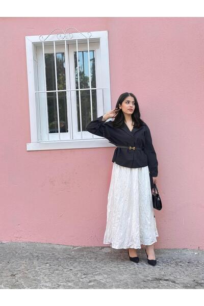 SAMSA kadın kemerli kısa trençkot