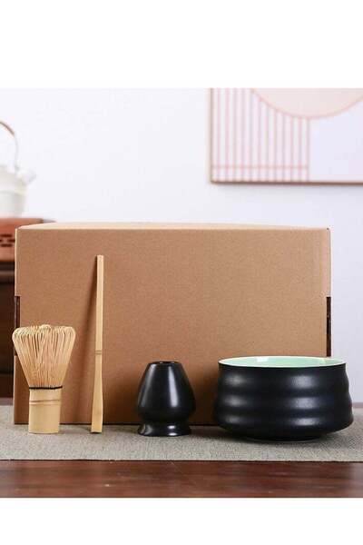 Generic Complete Matcha Whisk Set - 4-Piece Matcha Kit with Ceramic Bowl, Matcha Whisk, Bamboo Scoop, and W