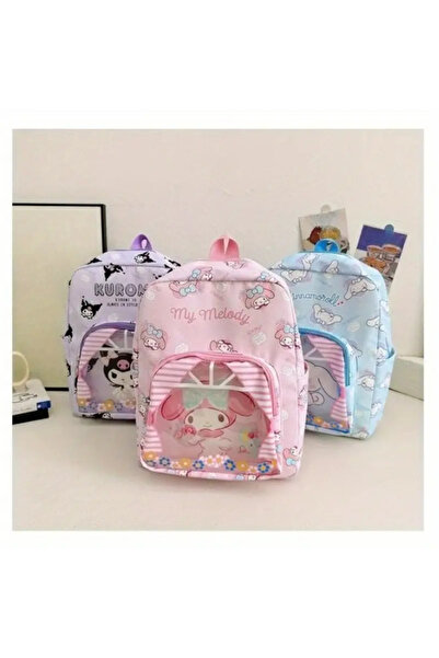 The Cloudish Shop Kız Çocuk Anaokulu Kreş Sırt Çantası Orta Boy Lila desenli şeffaf cepli