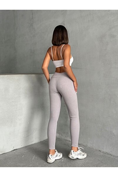 kaphone 10 Kadın Yüksek Bel Toplayıcı Fitilli Kışlık Örme Tayt