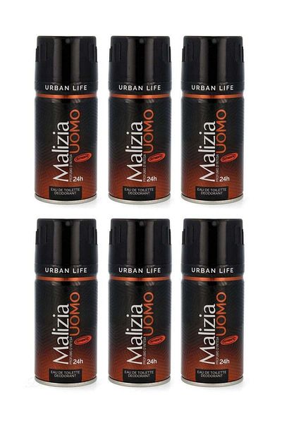 Malizia Uomo Urban Life Deodorant Body Spray 150ml (Pack of 6)