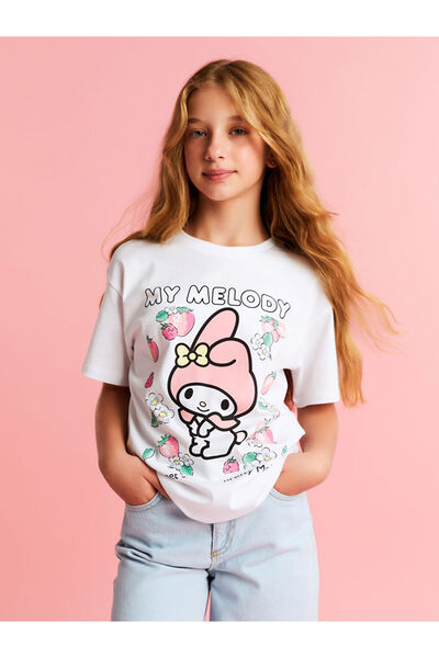 LC Waikiki GÜLİS GİYİM'DEN Beyaz Bisiklet Yaka My Melody Baskılı Kız Çocuk Ti...